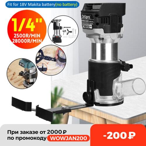 Drillpro Cordless Electric Trimmer Speeds Hand Engraving Slotting Trimming Carving Machine Wood Router for Makita 18V Battery