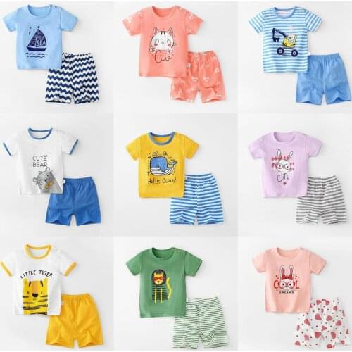 Baby Boy Clothes Newborn Girl Summer Clothing Set Kids Short Sleeve T-shirt+shorts 2pcs Suits Children Cartoon Tracksuit 1-6year