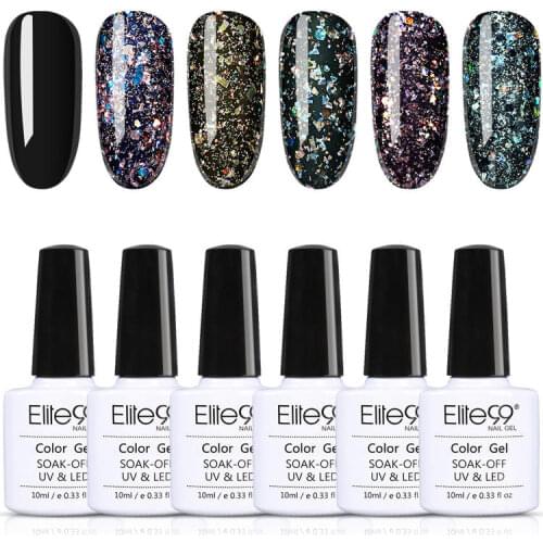 Elite99 6 pieces/lot Gel Polish Set Glitter Color Soak Off UV LED Hybrid Varnish 10ml Candy Color Gel Polish For Manicure Set
