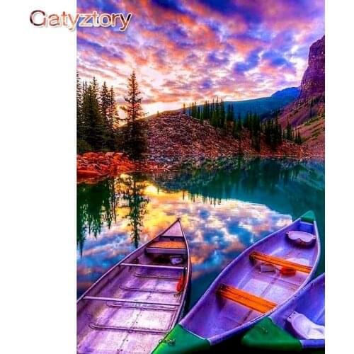 GATYZTORY Frameless Purple Riverside Scenery DIY Painting By Numbers Hand Painted Oil Painting Unique Gift For Home Decor Artwor