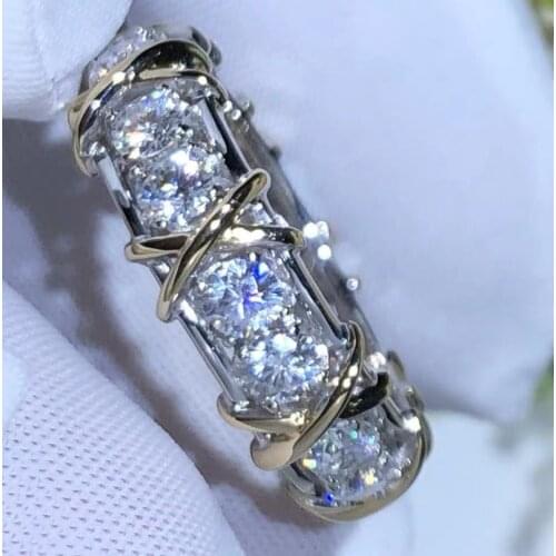 Handmade 10K Gold 4mm Lab Diamond Ring 925 sterling silver Jewelry Engagement Wedding band Rings for Women Party accessory Gift