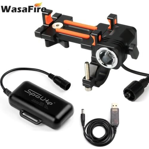 Powerful Rechargeable Aluminum Alloy Bicycle Headlight Mobile Phone Holder Navigation Support Shockproof MTB Bike Bracket