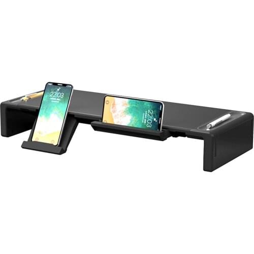 4in1 Desk Laptop Stand Holder Monitor Stand Riser Computer Desk Organizer Folding Desktop Computer Screen Base Stand with Drawer