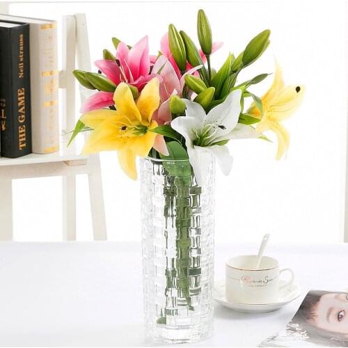 Pure Love Artificial Lilium Plastic Simulation Flowers Multi Color Fake Flowers Bridal Bouquet Plants Wedding Party Home Decor