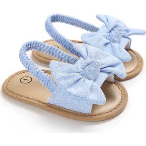 2020 New Fashion Toddler Girl Bow Baby Shoes Solid Sandals Casual Flat Rubber Sandals First Walkers Indoor Playing