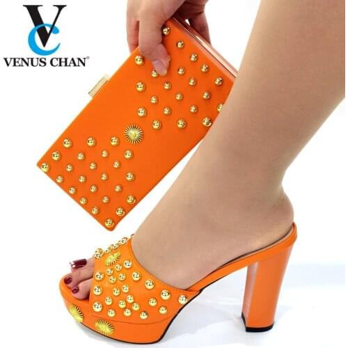 New Matching Shoes and Bag Set Decorated with Rhinestone Shoes and Bag for Party Wedding Open Toe Pumps Italian Shoes and Bag