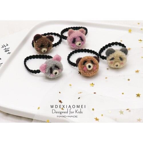 New Cute Cartoons Plush Teddy Bear Hair Ropes Elastic Hair Bands Accessories Girls Women Hair Ties Ponytail Holders Rubber Band