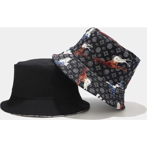 New Summer Outing Sun Protection Hat Printing Reversible Fisherman Hat Foldable Leisure Bucket Hat Summer Unisex Panama Bob Cap