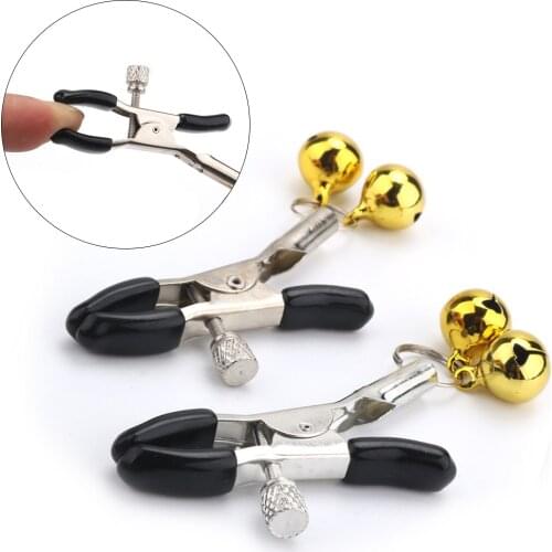 Adjustable Nipple Clamps Silver Beaded Nipple Clamps with Link Chain Soft Rubber Metal Nipple Clamps Adult Sex Toys for Woman