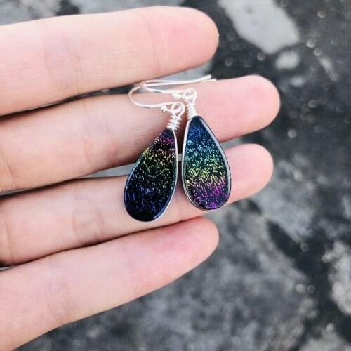 Luxury Multicolor Glass Drop Earrings For Women Wedding Female Dangle Earrings pendientes mujer Silver Color Jewelry For Ladies