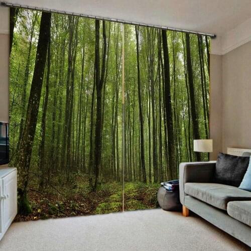 Green forest curtains Customized size Luxury Blackout 3D Window Curtains For Living Room stereoscopic curtains
