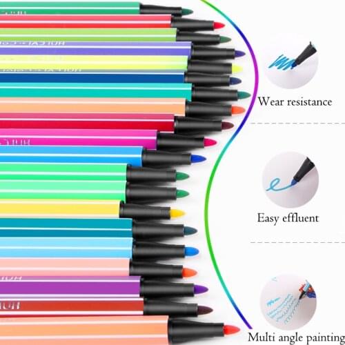 10Set 12 Colors Drawing Watercolor Pen Marker Pen Fluorescent Highlighter Pen Safe Non-toxic Water Washing Graffiti Pen