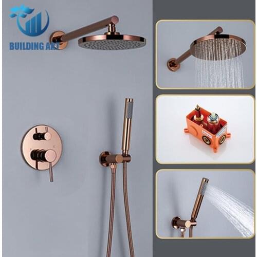 Concealed installation Chrome Shower Faucets Bathroom Shower Mixer Shower Faucet Rainfall shower set Shower Spray Round Style