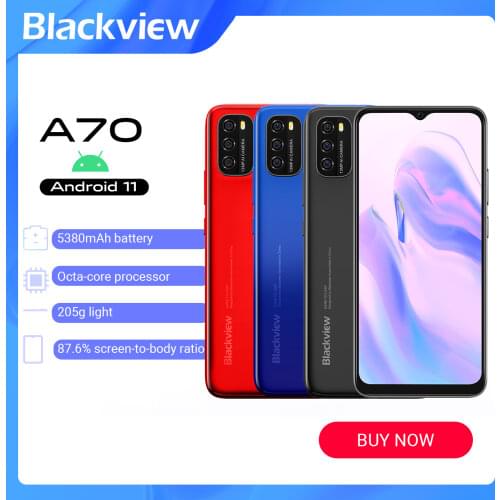 Blackview A70 3GB+32GB Android 11 6.5‘’ inch HD+ Bigger Screen 5580mAh Battery Face and Fingerprint Unlock 8.3mm smart phone