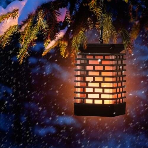 Solar Flame Lights Hanging Lantern Light Dancing Flame 99LED Night Light Outdoor Landscape Decoration for Garden Patio Yard Path