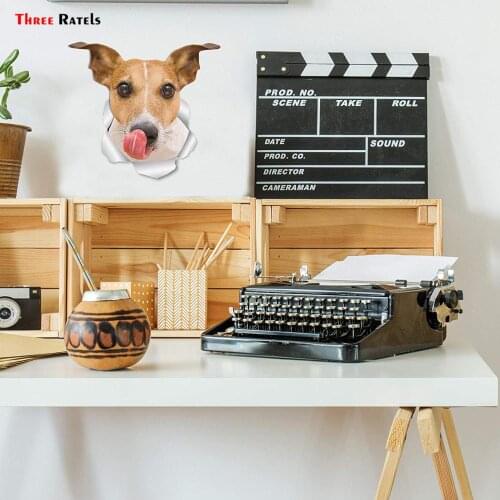 Three Ratels FTC-1034 Thirsty Jack Russelldog Wall Decal 3D Dog Toilet Bathroom Creative Waterproof Stickers Sticker