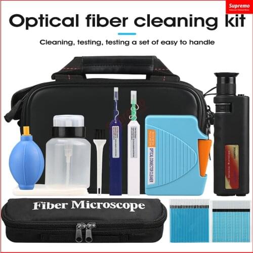 Fiber Cleaning Kit Fiber Optic FTTH Tool Kit FTTX Network Testing Tool with Fiber Inspection Microscope Etc Fiber Cleaning Tools