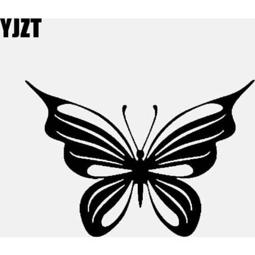 YJZT 13.3CM*9.2CM Beautiful Butterfly Decorative Vinyl Car Sticker Decal Black/Silver C24-0161