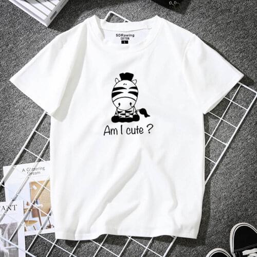 Funny Am i cute? cute cow print cotton t shirt for women animal lover Graphic Tees Hipster Tumblr Cozy tops tees