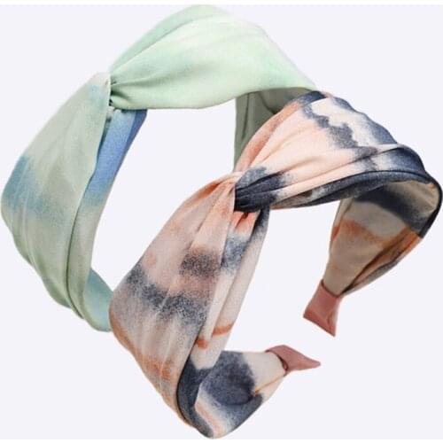 Korea Headband Twisted Women Hair Accessories Ink Hairband Girls Headdress Printing Fabric Wide Headband for Ladies