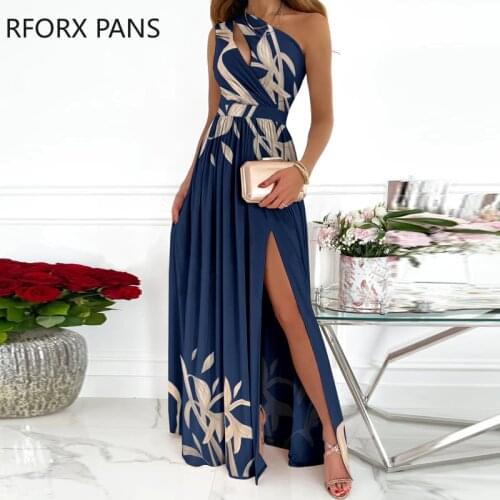 Women Asymmetrical Hollow-out Slit Maxi Dress Party Sexy Dress