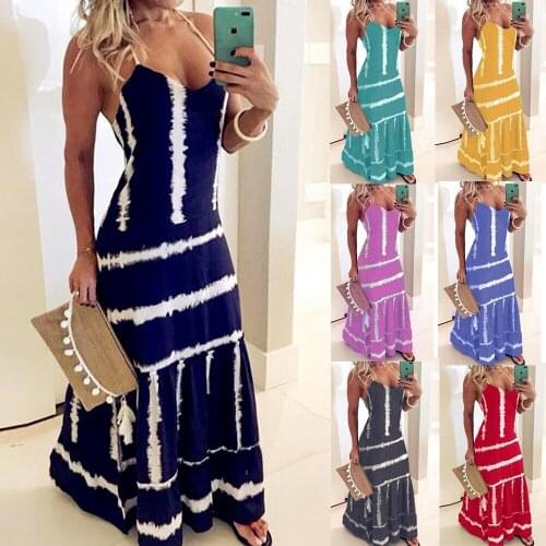 Plus Size Big Large Party Dresses Robe Women 2020 Casual Loose Strap Dress Colors Summer Sexy Boho Bow Camis Befree Maxi Dress