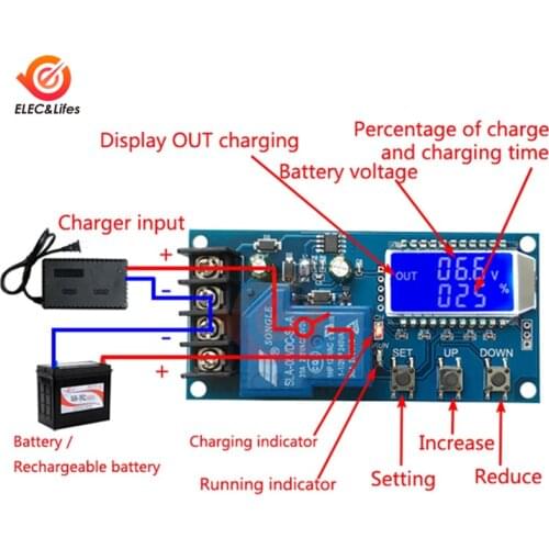 LCD Display 12V 24V Lead-acid Lithium Battery Charger Control Module Solar Battery Automatic Charging Control Protection XY-L30A