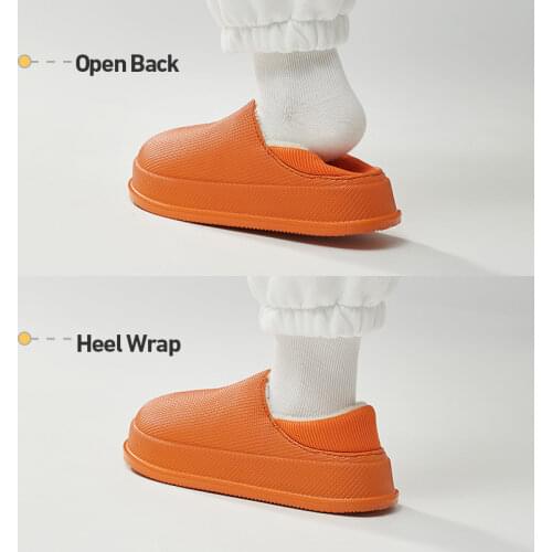 Winter Women Waterproof Slippers Heel Covering Shoes Warm Women House Shoes Men Thick Sole Indoor Slippers EVA Anti-slip