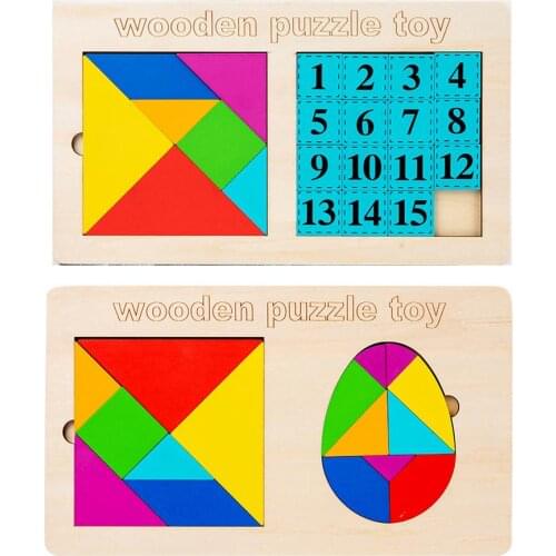 1PC Novel Wooden Tangram Puzzle Toy Geometry Jigsaw Toy Educational Geometry Jigsaw Toy Preschool Magination Learning Puzzle Toy