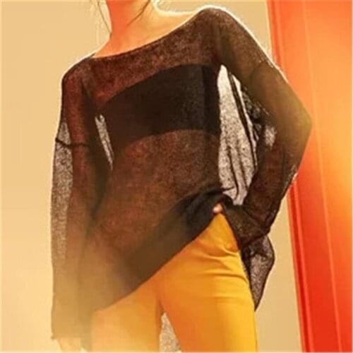 100% hand made super thin wool knit women fashion hollow out slash neck solid pullover sweater retail wholesale customized