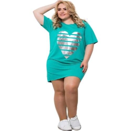 2021 New Fashion Commuter Ladies Plus Size Summer 6xl O-neck Casual Sporty Straight Party Knee-length Dress