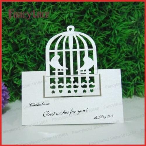 50pcs Hot Sale Laser Cut Love Birds Name Place Cards Table Cards Decoration Wedding Invitation Cards For Party Event Supplies