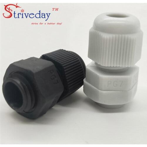 50pcs/lot White Black PG7 Nylon cable gland Wiring Accessories cable connector waterproof connector