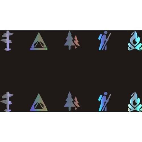 Car Stickers 15CM*2CM Camping Icons Car Motorcycles Decal Decoration 3D Reflective Waterproof Car Styling Custom Sticker