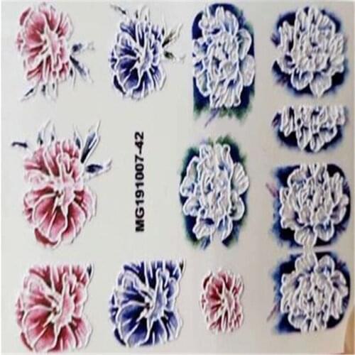 Cubic DIY Engraved Flowers Nail Sticker Fashion Water Slide Nail Decals 6d Embossment Nail Art Manicure Hand Decor Women Girls