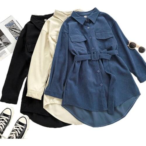 Spring Autumn Jacket 2021 New Ladies Outerwear Double Pocket POLO Collar Coat Long-Sleeved Mid-Length Shirt Casaco Feminino