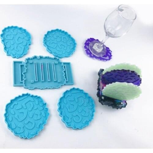 6 Pcs/Set Wine Rack Epoxy Resin Mold Cup Holder Coaster Silicone Mould DIY Tools