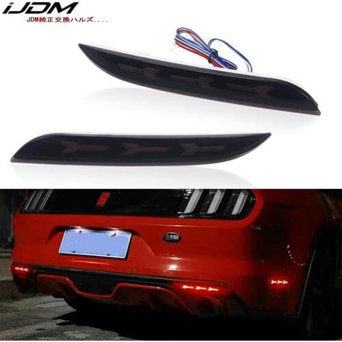 IJDM 3D Optic Style LED Bumper Reflector Lights Fog Lights For 2015-17 Ford Mustang Sequential Turn Signals Bumper Fog Lights