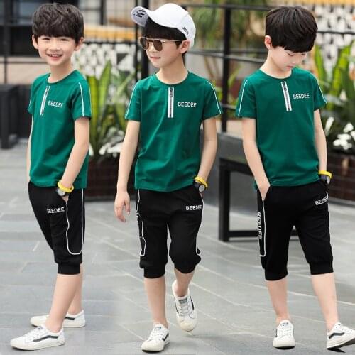 Boys Clothes Set Summer Short Sleeve T-Shirt +Pants 2Pcs Kids Boy Sports Suit Children Clothing Outfits Teen 5 6 8 9 10 12 Years