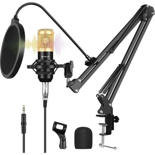 Condenser Microphone Studio Broadcast Professional Singing Microphone Kits with Suspension Scissor Arm & Metal Shock Mount