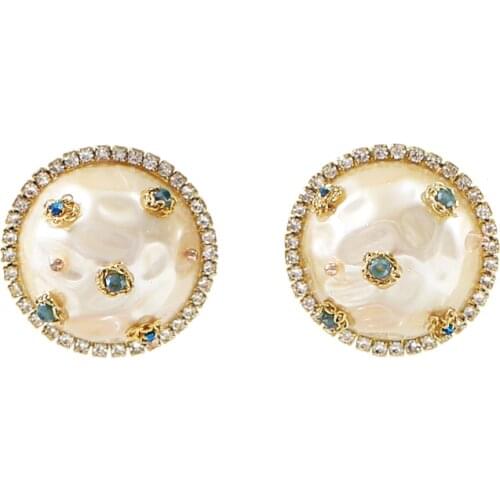 LANFLORA fashion contracted pearl women Office stud earrings copper alloy stud earrings Classic bulk wholesale earrings