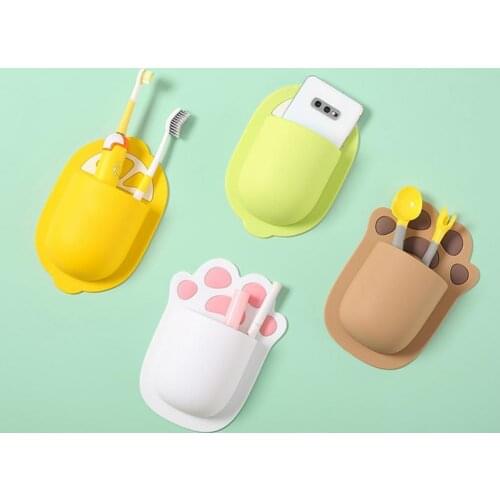Cartoon Cute Silicone Wall-mounted Comb Toothbrush Holder Bathroom Storage Rack Bathroom Products Toothbrush