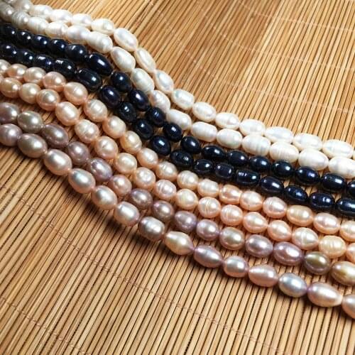 Natural Freshwater Pearl Beading Rice shape Isolation Punch Loose Beads For jewelry making DIY Necklace Bracelet Accessories