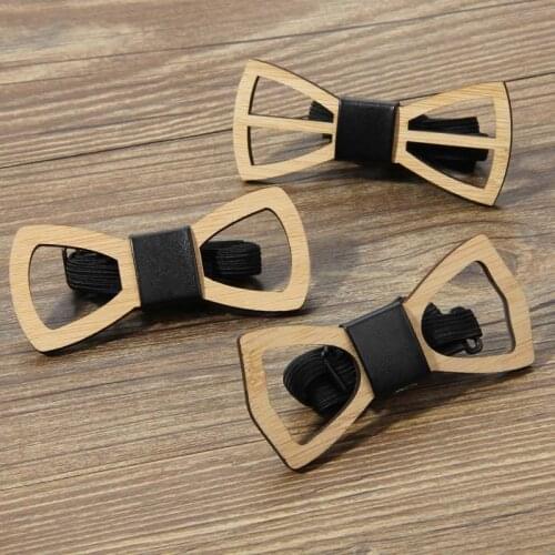 Brand New Men Fashion Accessories Kids Boys Bow Tie Bamboo Vintage Ties for Wedding Pre Party Tied Clip Child Neck Bow Ties