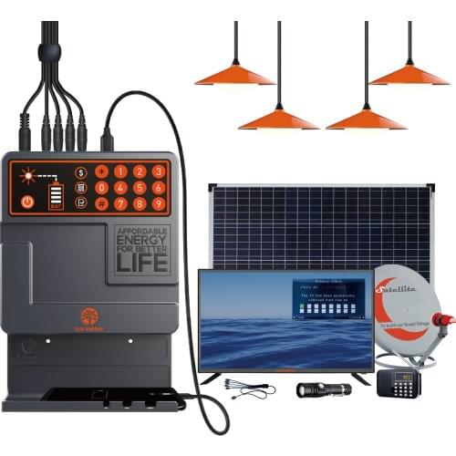 Portable 40W PAYG Solar Home Lighting System Mini Energy with 4 LED Lamps to Power DC TV