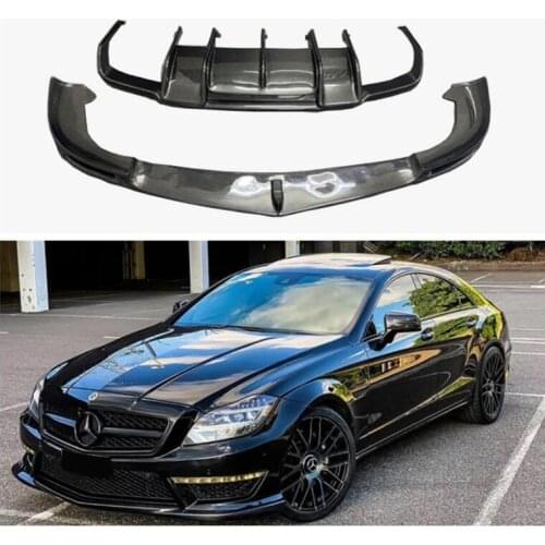 REAL CARBON FIBER Front & Rear Bumper Lip Spoiler Trunk Diffuser Cover For Mercedes Benz W218 CLS63 CLS350 2012 2013 2014