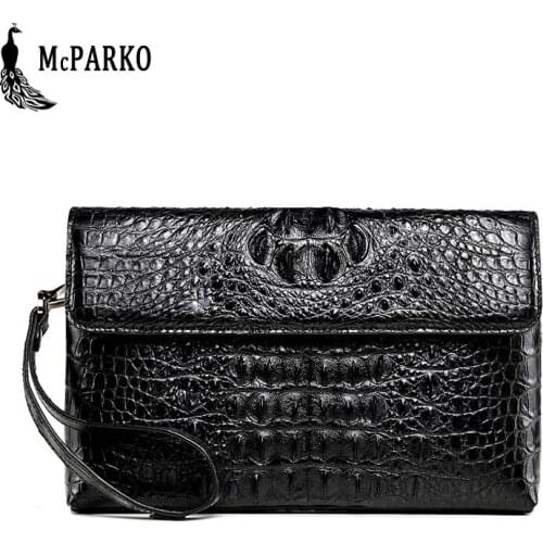 Luxury leather clutch wallet men Genuine crocodile cltuch bag for male Real alligator skin wallet with wristband Fashion Men Bag
