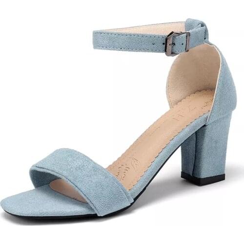 Womens Summer Sandals Thick Heel Open Toe Sandals Fashion Versatile Suede Lace Up Sandals Comfortable Non Slip Lady Shoes