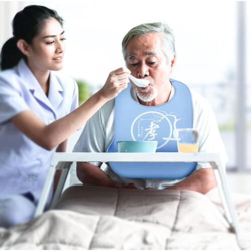 Adult Bib Waterproof Anti-oil Silicone Bibs Elderly Aged Senior Citizen Mealtime Cloth Protector Disability Aid Aprons Solid