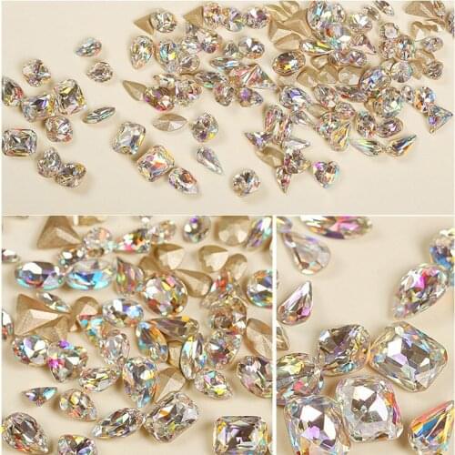 20pcs/lot Super Shiny Rhinestones For Nails Strass 3D Nail Art Decorations DIY Crystal Jewelry Accessoires White Clear AB